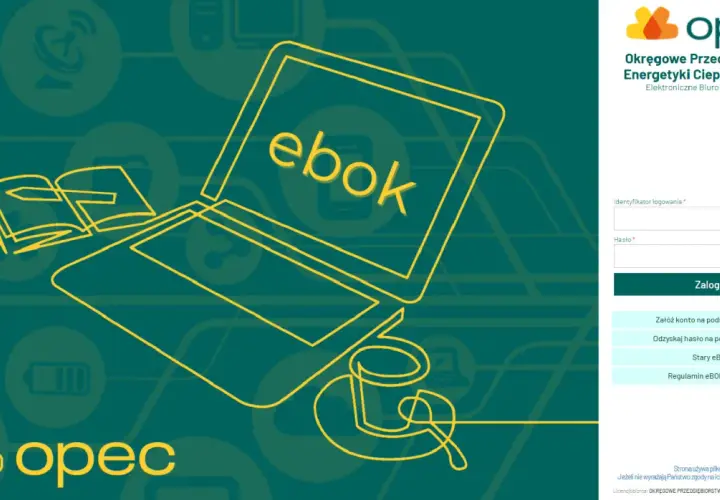 Grafika przedstawia laptop z napisem "ebok" na ekranie, symbolizującym elektroniczne biuro obsługi klienta.