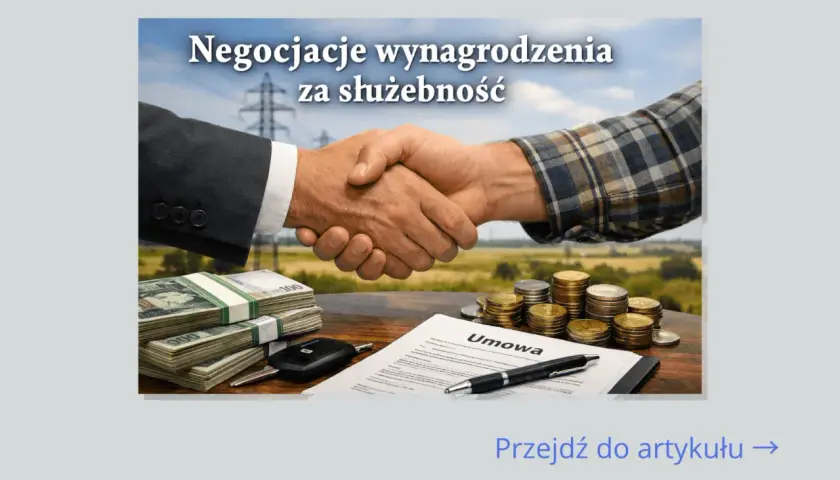 Uścisk dłoni symbolizuje negocjacje w sprawie stawek za służebność przesyłu prądu. Na stole stosy pieniędzy, monety i umowa.