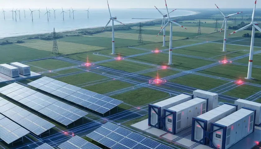Nowoczesne farmy wiatrowe i panele słoneczne, połączone inteligentną siecią, tworzą przyszłość zielonej energii. Te **produkty OZE** to klucz do zrównoważonego rozwoju.