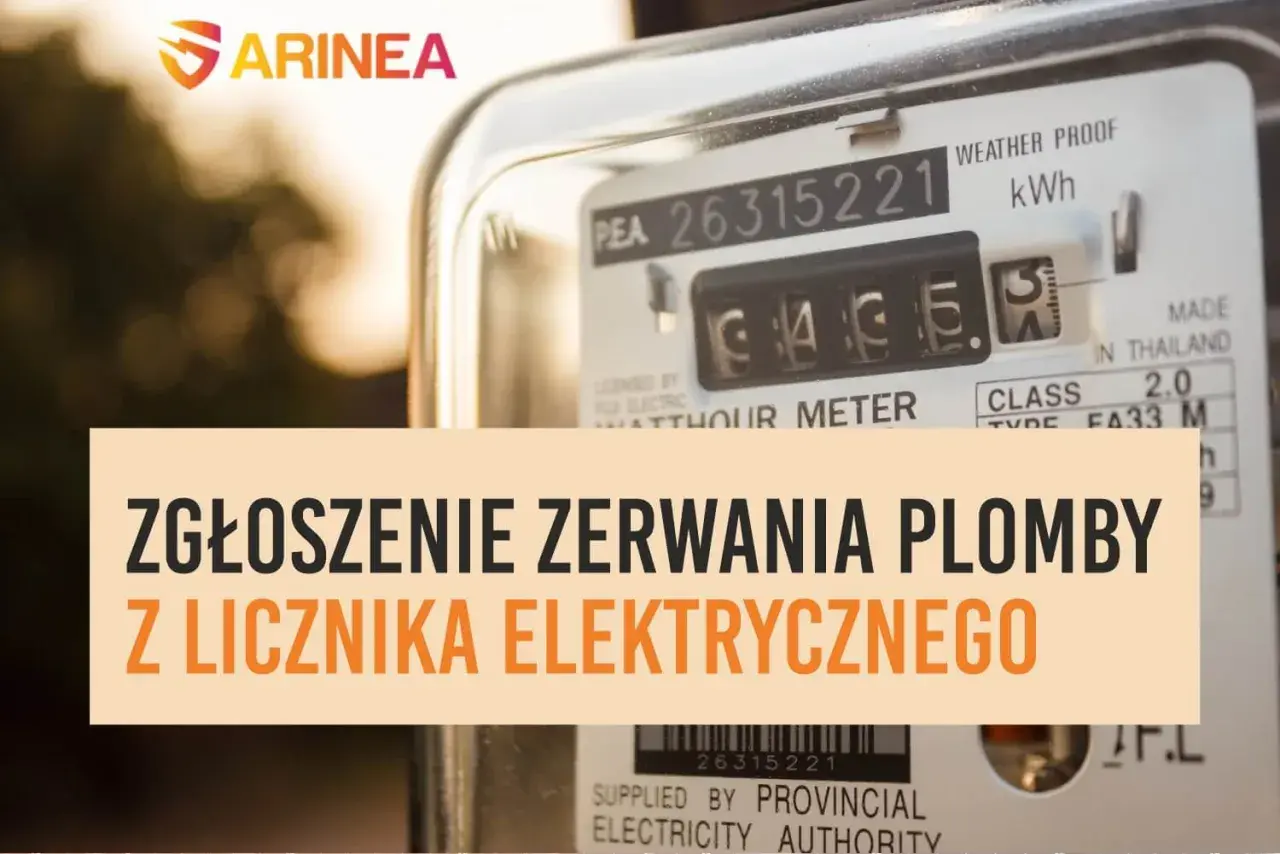 Zgłoszenie zerwania plomby z licznika elektrycznego. Awaria licznika prądu może wymagać interwencji.