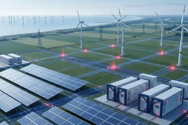 Nowoczesne farmy wiatrowe i panele słoneczne, połączone inteligentną siecią, tworzą przyszłość zielonej energii. Te **produkty OZE** to klucz do zrównoważonego rozwoju.